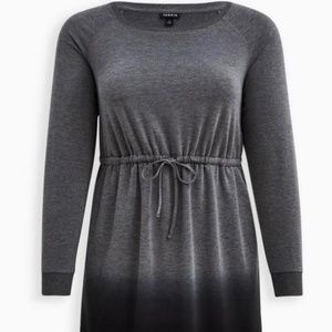 TORRID plus size Off-Shoulder Skater Dress - French Terry Heather Grey Dip Dye